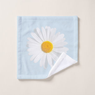 white daisy bath towel set