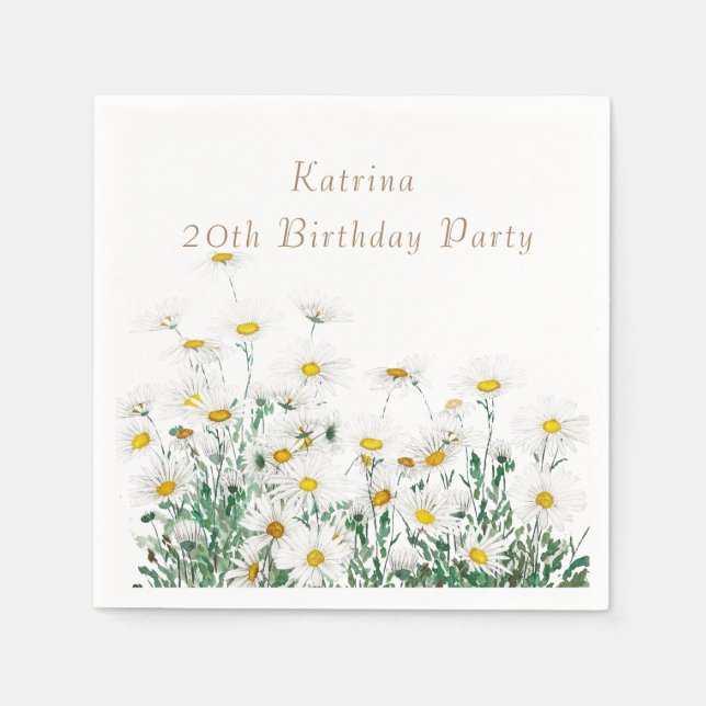 white daisy  birthday napkins (Front)