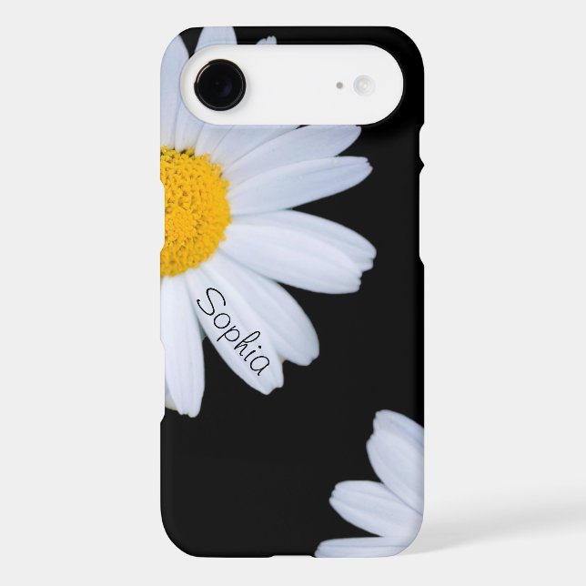 White Daisy Black Custom Name Case-Mate iPhone Case (Back)