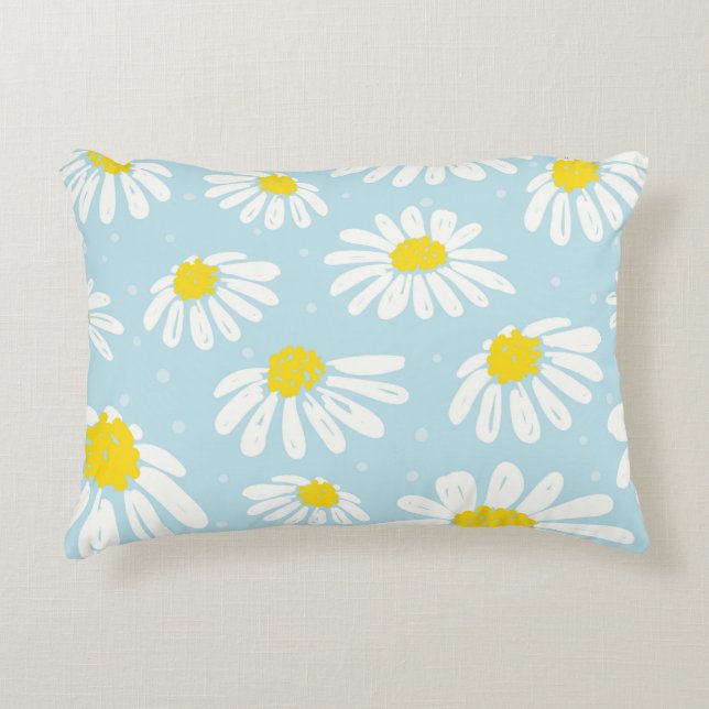 White Daisy Blue Background Seamless Decorative Cushion (Front)