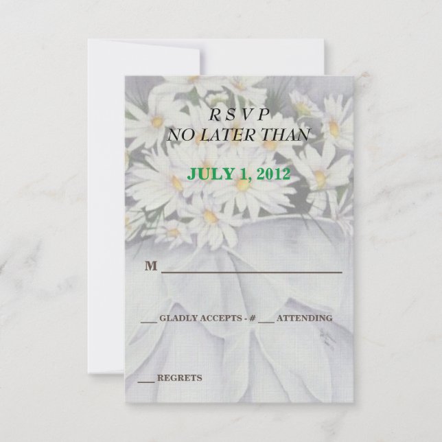 WHITE DAISY BOUQUET CUSTOMIZABLE RSVP CARDS (Front)