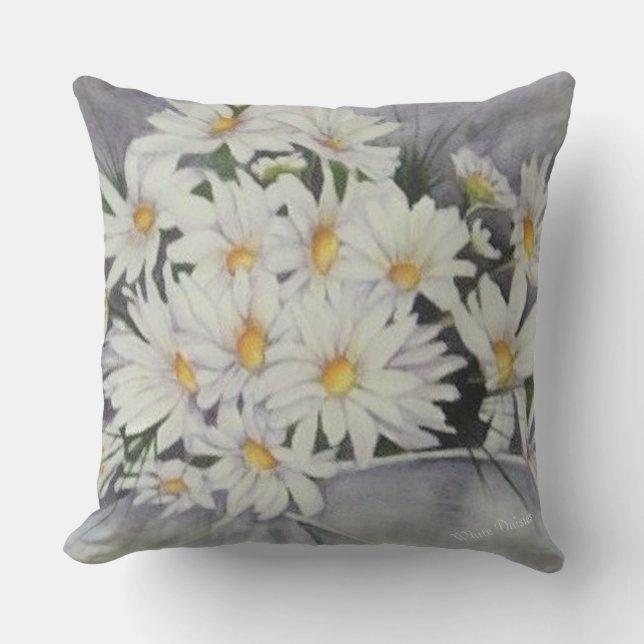 WHITE DAISY BOUQUET FLOWERS PATIO CUSHION (Front)