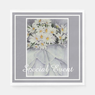 White Daisy Bouquet Party Napkin