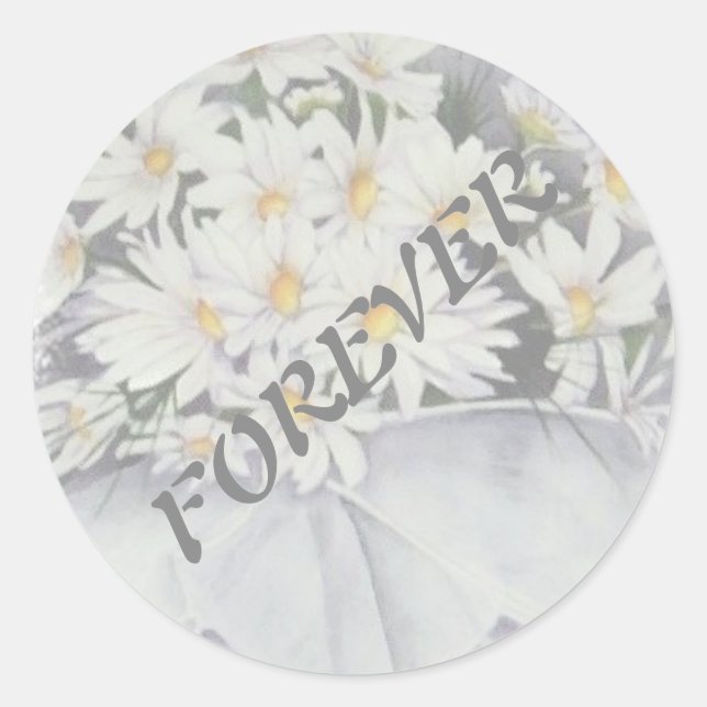 WHITE DAISY BOUQUET WEDDING STICKERS (Front)