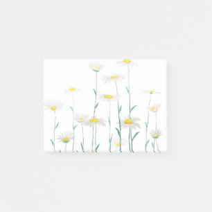 white daisy branch watercolor horizontal post-it notes