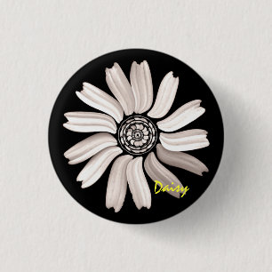 White Daisy Button/Pin 3 Cm Round Badge