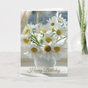 White daisy, camomile Happy Birthday Card