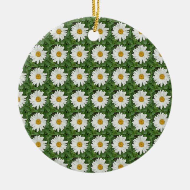White Daisy Ceramic Tree Decoration (Front)