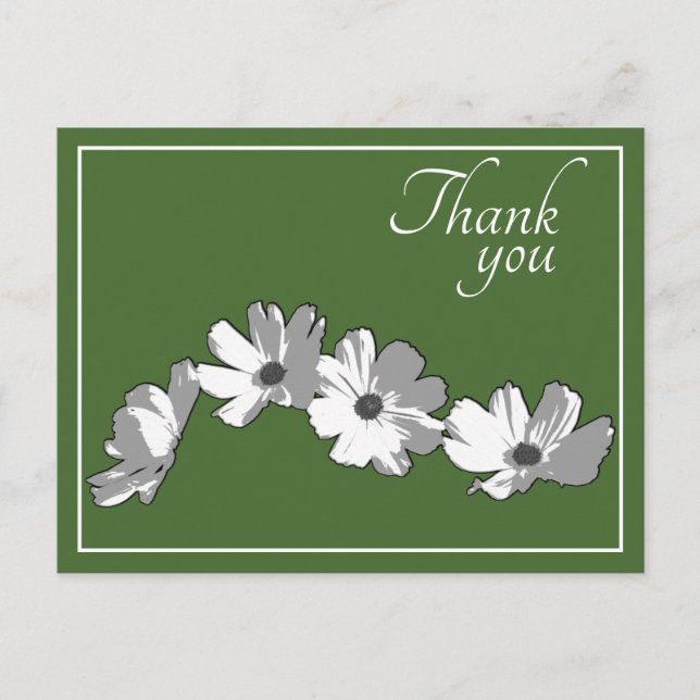 White Daisy Chain Green Background Thank You Postcard (Front)