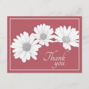White Daisy Chain With Plum Background Thank You Postcard