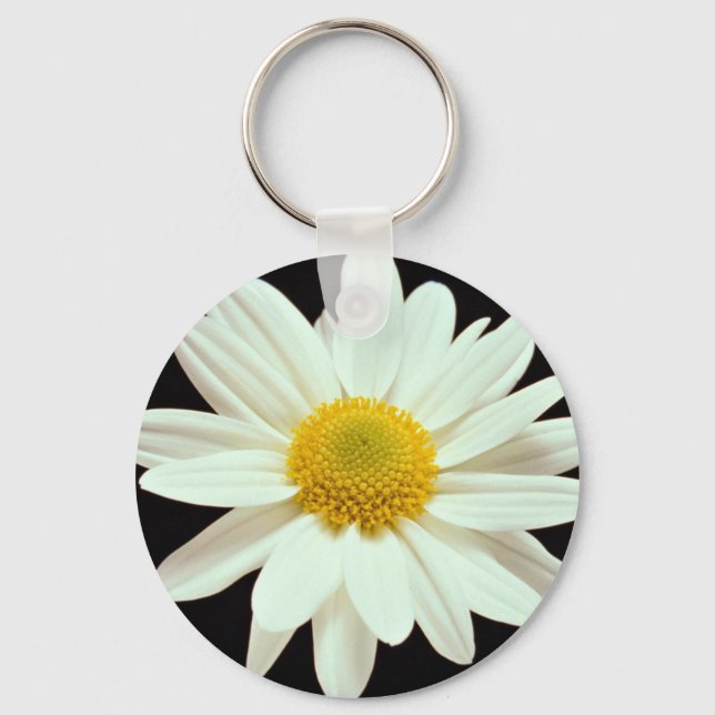 White daisy chrysanthemum key ring (Front)