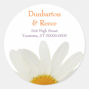 White Daisy Classic Round Sticker