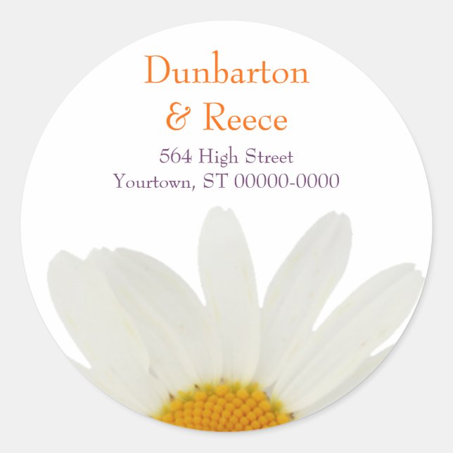 White Daisy Classic Round Sticker (Front)