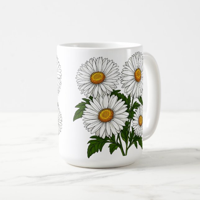 White Daisy Cluster Coffee Mug (Front Right)