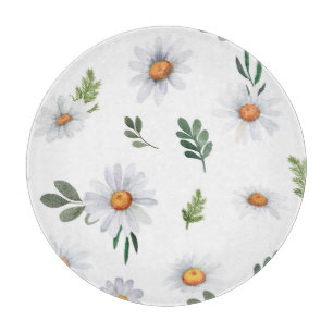 White daisy cutting board, cutting tray cutting board