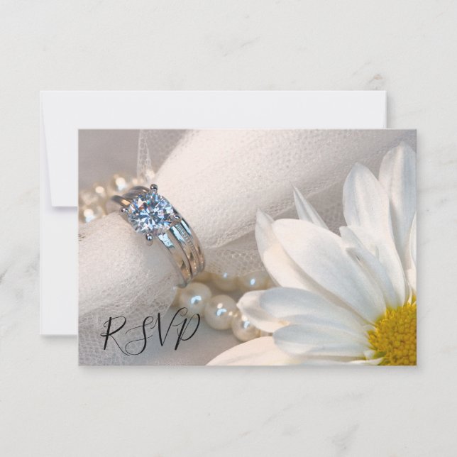 White Daisy Elegance Wedding RSVP Response (Front)