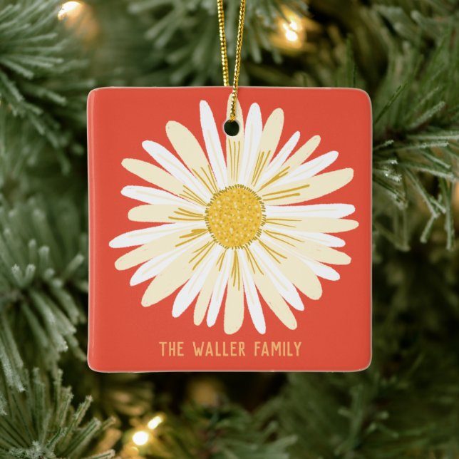 White Daisy Family Ornament CUSTOMIZE IT (Tree)