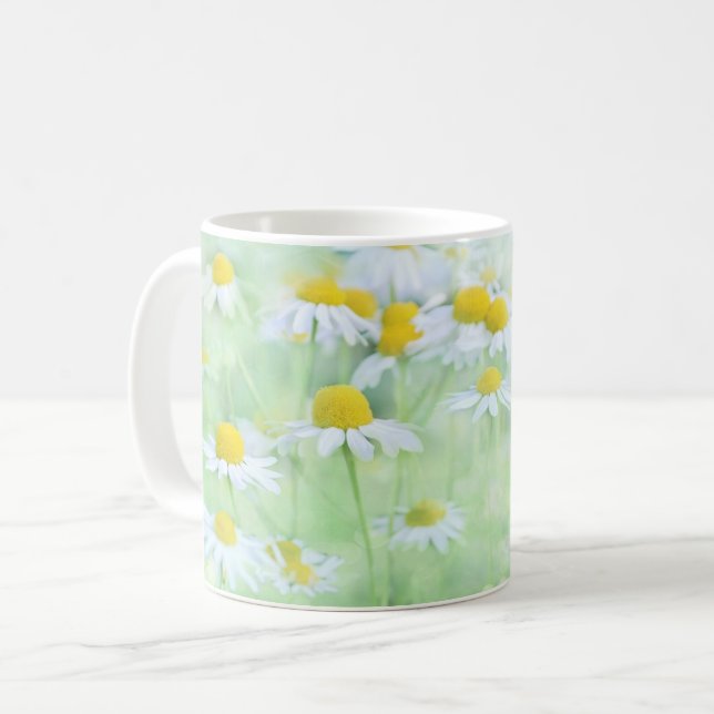 White Daisy Field Elegance Coffee Mug (Front Left)