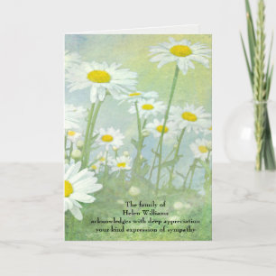 White Daisy Field Sympathy Thank You Card