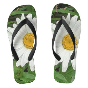 White Daisy Flip Flops