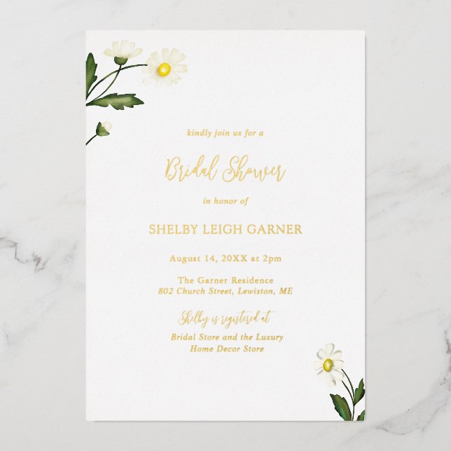 White Daisy Floral Rustic Bridal Shower (Front)