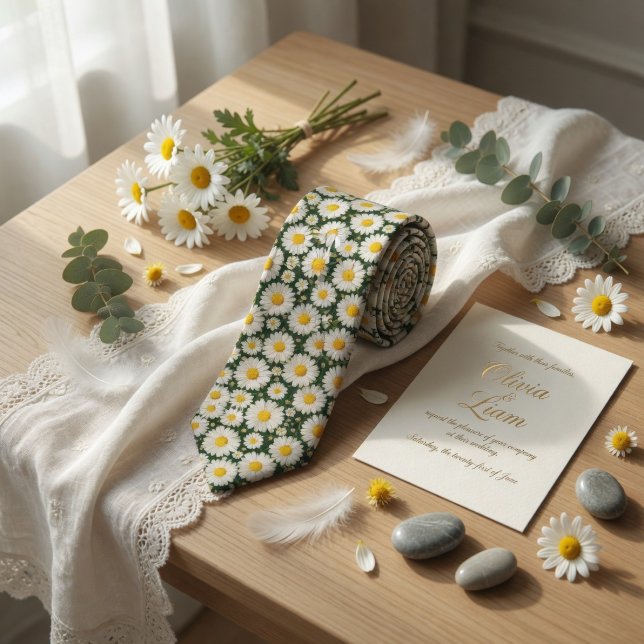 White Daisy Floral Wedding Tie (Creator Uploaded)