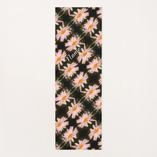 White Daisy Flower Abstract Pattern Personalised Yoga Mat