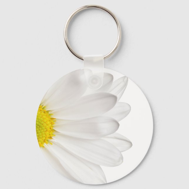 White Daisy Flower Background Customised Daisies Key Ring (Front)