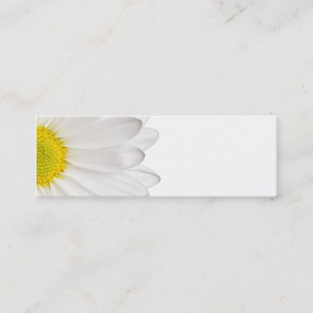 White Daisy Flower Background Customised Daisies Mini Business Card (Front)