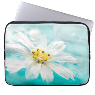 White Daisy Flower Blue Water Pond Tropical Laptop Sleeve