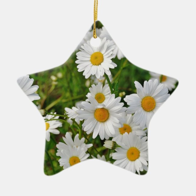 White Daisy Flower Ceramic Tree Decoration (Front)