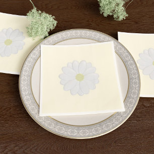 White Daisy Flower Cream Paper Napkins