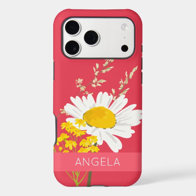 White Daisy Flower Custom Name  (Back)