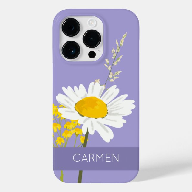 White Daisy Flower Custom Name  Case-Mate iPhone Case (Back)