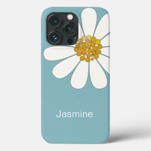 White Daisy Flower Custom Name iPhone 13 Pro Case