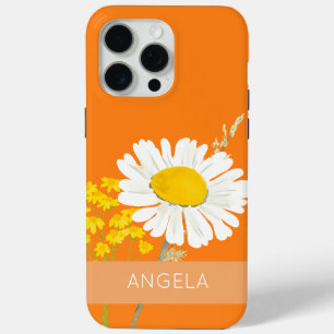 White Daisy Flower Custom Name  iPhone 15 Pro Max Case