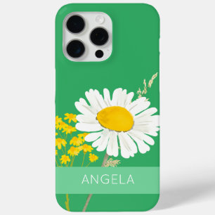 White Daisy Flower Custom Name iPhone 15 Pro Max Case