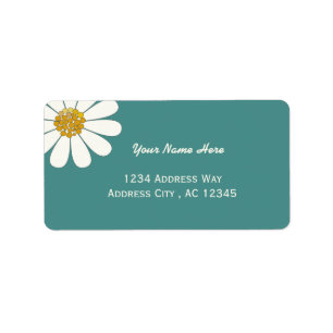 White daisy flower customise label