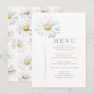 White Daisy Flower Elegant Wildflower Themed Menu