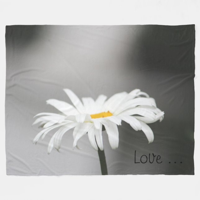 White Daisy Flower Fleece Blanket (Front (Horizontal))