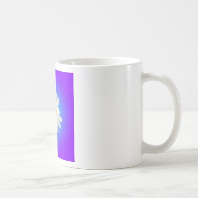 White Daisy Flower Floral Purple Blue Gradient Coffee Mug (Right)