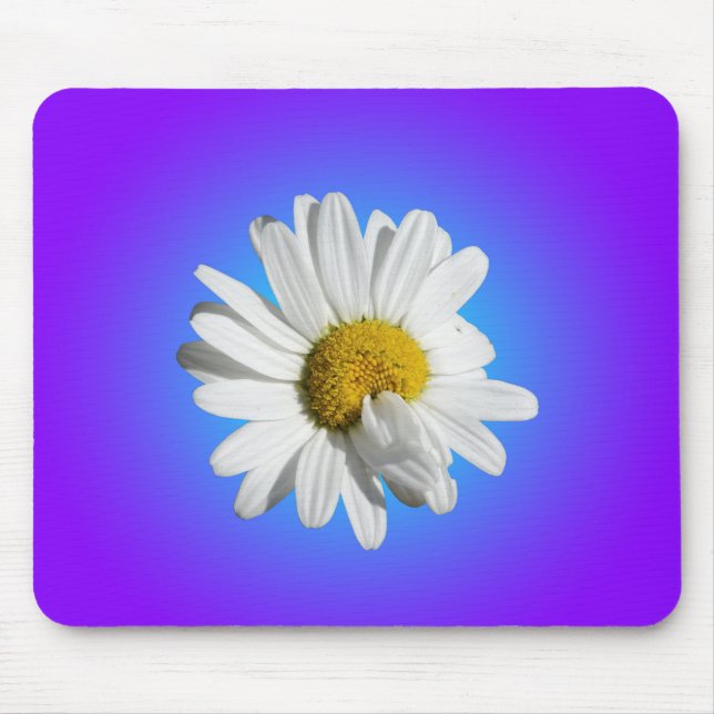 White Daisy Flower Floral Purple Blue Gradient Mouse Mat (Front)