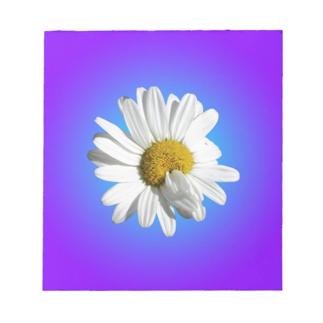 White Daisy Flower Floral Purple Blue Gradient Notepad (Front)