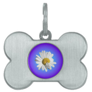 White Daisy Flower Floral Purple Blue Gradient Pet Tag