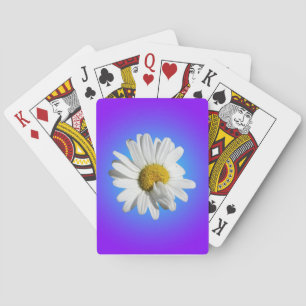White Daisy Flower Floral Purple Blue Gradient Playing Cards