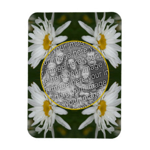 White Daisy Flower Frame Add Your Own Photo Magnet