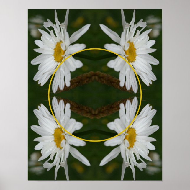 White Daisy Flower Frame Create Your Own Photo Poster (Front)