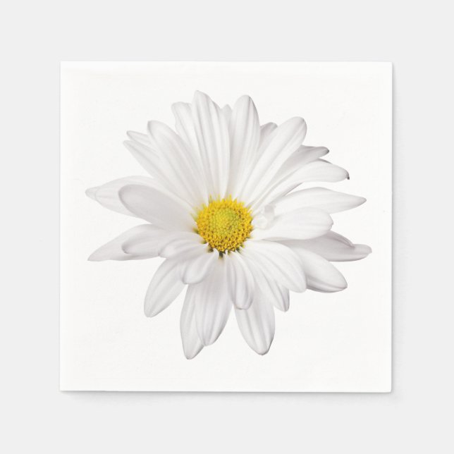 White Daisy Flower Illustration Floral Daisies Napkin (Front)