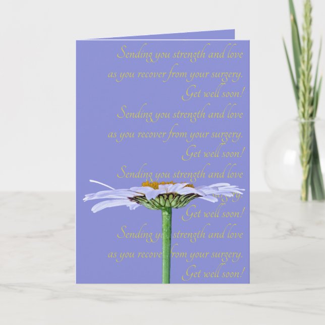 White Daisy Flower Lavender Blue Yellow Get Well Card (Front)
