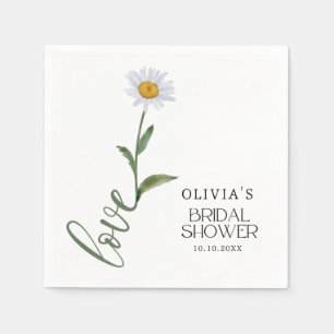 White Daisy Flower Love Elegant Bridal Shower Napkin